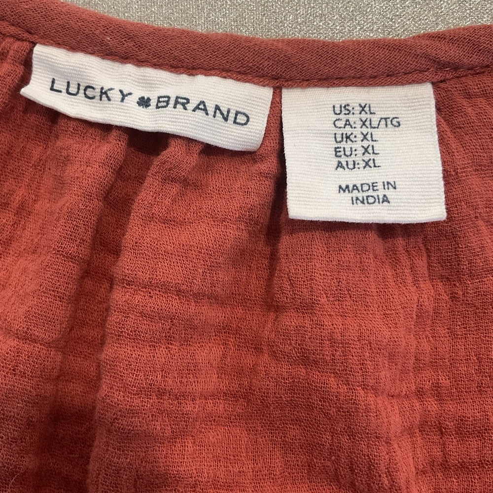 Lucky Brand Terracotta Embroidered Midi Dress - Picture 9 of 9